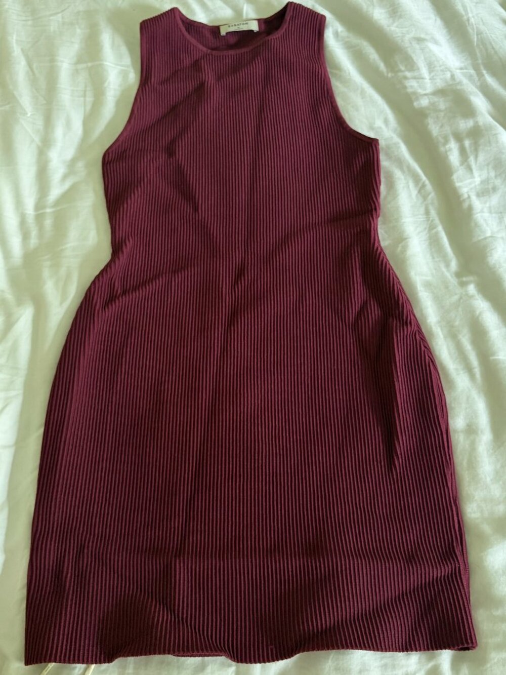 Babaton by Aritzia Ribbed Knit Sleeveless Midi Dress Burgundy Size S